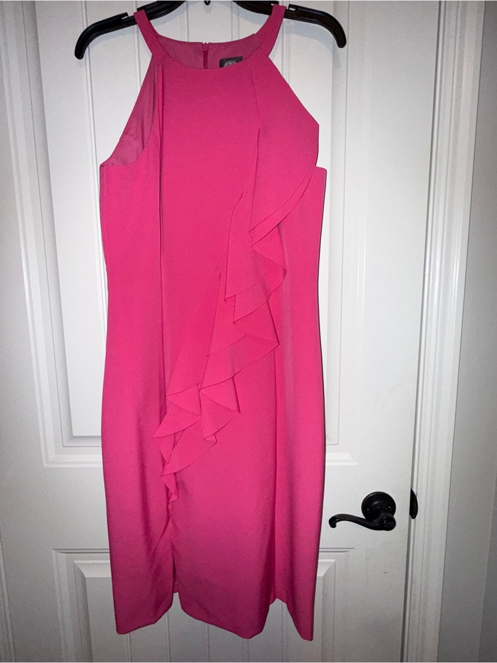 Vince Camuto Hot Pink Ruffle Midi Dress